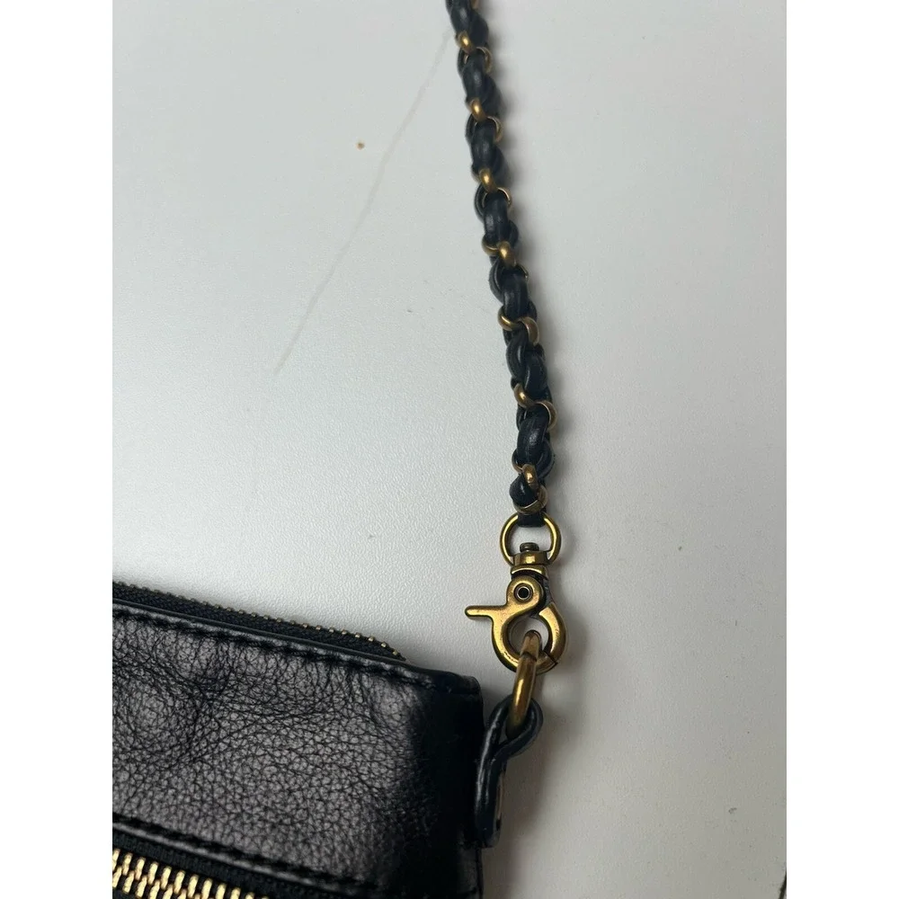 Black Leather Crossbody Purse Elliott Lucca Messina Bag Gold Accents